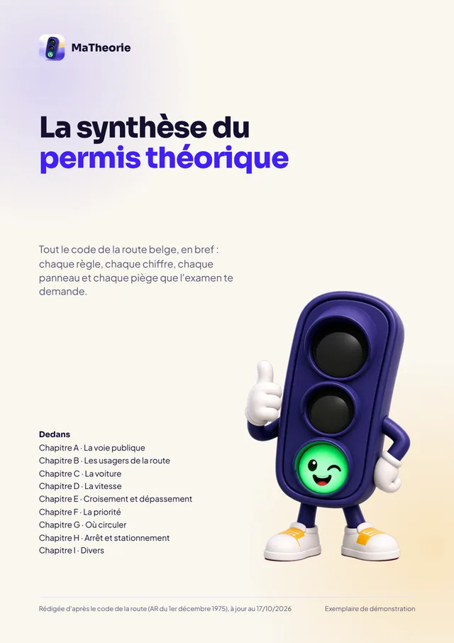 Couverture de « La synthèse du permis théorique » de MaTheorie, avec Théo, le feu tricolore